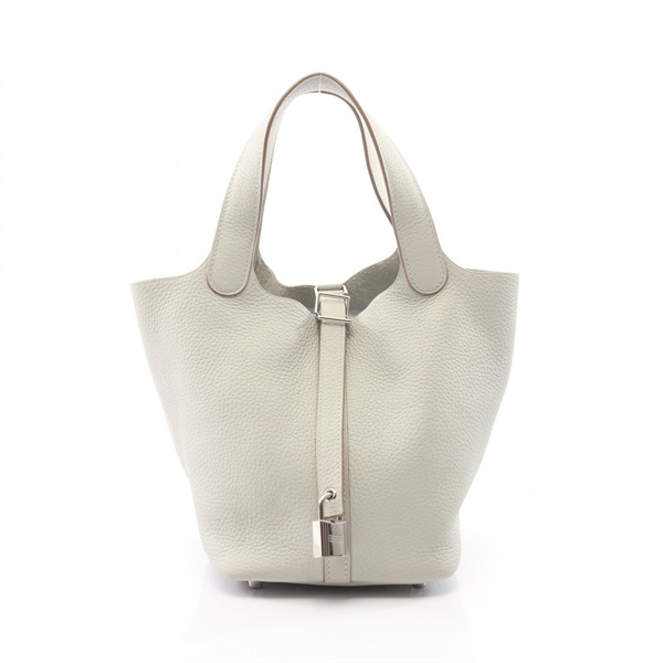 HERMES Picotin Lock PM Tote Handbag Clemence leather Pearl Grey SHW Used Women Y