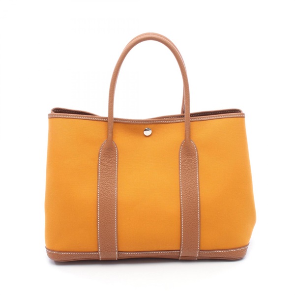 HERMES Garden Party PM Tote Bag Toile officier canvas Negonda leather Saffron C