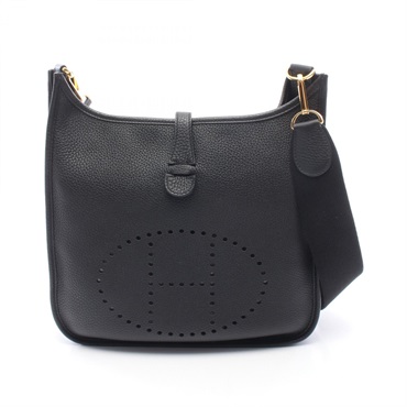 HERMES Evelyne 3 PM Shoulder crossbody Bag B Taurillon Clemence Black Used GHW