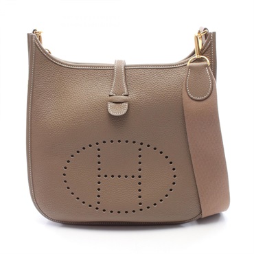HERMES Evelyne 3 PM Shoulder crossbody Bag U Taurillon Clemence Etoupe Used GHW