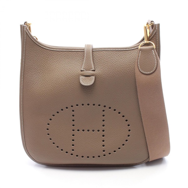 HERMES Evelyne 3 PM Shoulder crossbody Bag U Taurillon Clemence Etoupe Used GHW