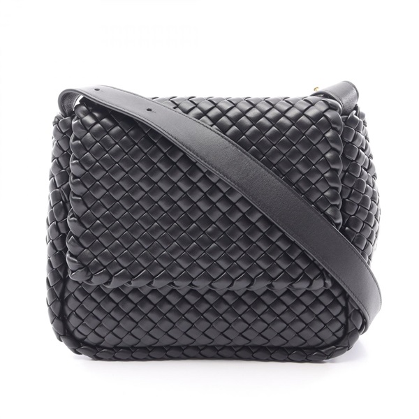 BOTTEGA VENETA Intrecciato Small Cobble Shoulder Bag 709418 leather Black Used