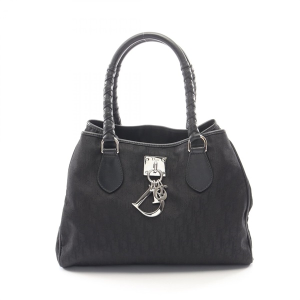 Dior Lovely Trotter Tote Hand Bag leather Nylon canvas Black Used Women SHW