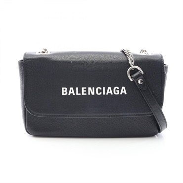 BALENCIAGA Everyday Chain Wallet Shoulder Crossbody Bag 537387 leather BK Used