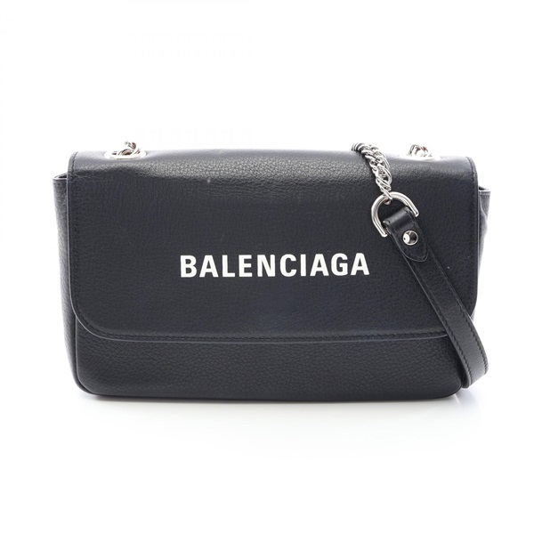 BALENCIAGA Everyday Chain Wallet Shoulder Crossbody Bag 537387 leather BK Used