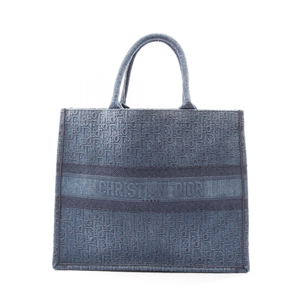 Christian Dior BOOK TOTE Large Oblique Handbag denim Navy Used Women