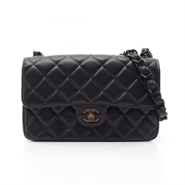 CHANEL Matelasse Single Flap Plastic Chain Shoulder Bag Leather Black Used GHW