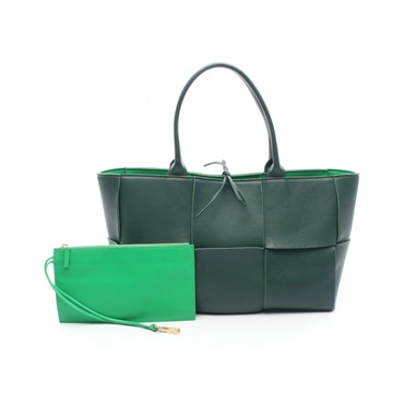 BOTTEGA VENETA The Arco Large Maxi Intrecciato Tote Bag 608608 leather Green