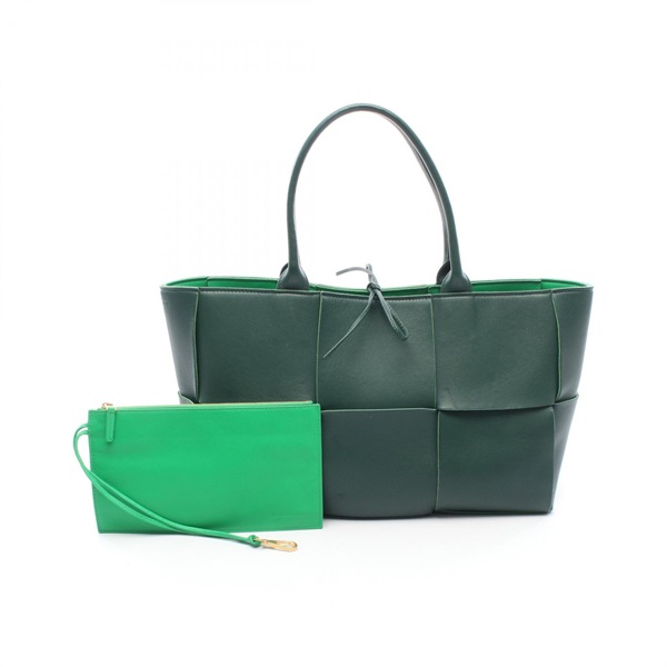 BOTTEGA VENETA The Arco Large Maxi Intrecciato Tote Bag 608608 leather Green