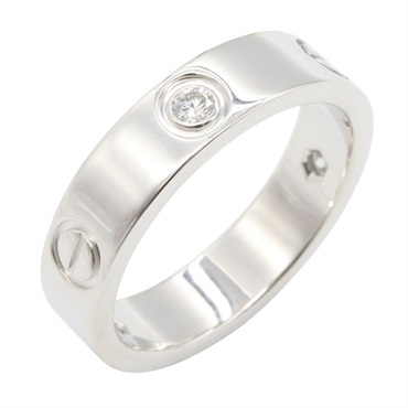 CARTIER Love Ring 3P Diamond 18KWG White Gold Used Unisex US size 9 #60
