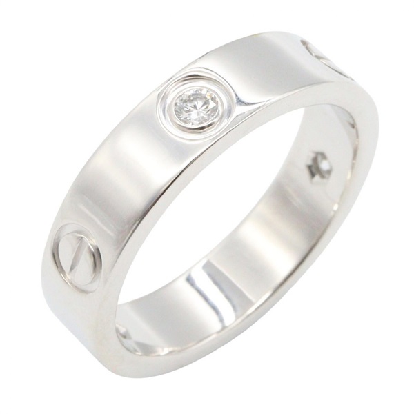CARTIER Love Ring 3P Diamond 18KWG White Gold Used Unisex US size 9 #60