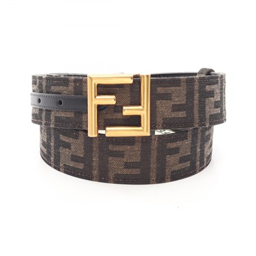 FENDI FF logo belt 8C0686ANH7F1L2J85 canvas leather Black #85 GHW NEW Women