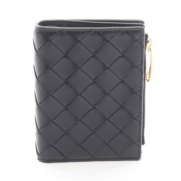 BOTTEGA VENETA Intrecciato Small Bi-fold wallet leather Black NEW unisex BV