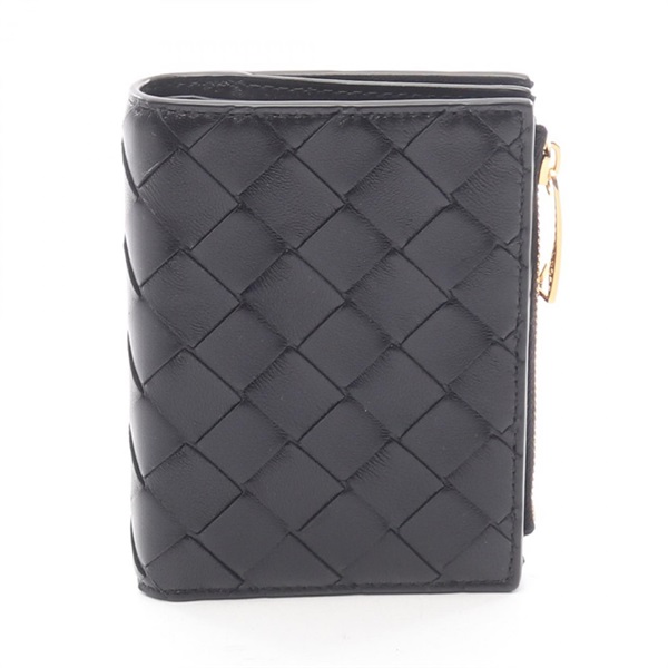 BOTTEGA VENETA Intrecciato Small Bi-fold wallet leather Black NEW unisex BV