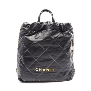 CHANEL Chanel 22 Large matelasse Rucksack Backpack leather Black Used Women GHW