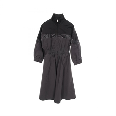 MONCLER ABITO Zip-up Dress #38 Rayon Nylon polyester Black Used Women