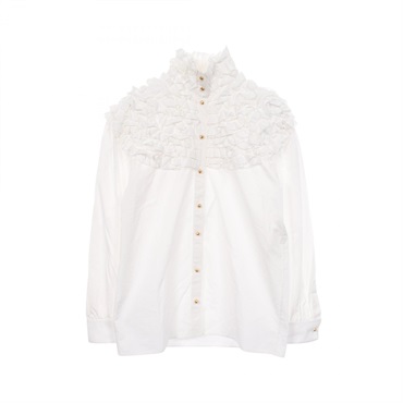 LOUIS VUITTON Frill shirt blouse #40 cotton White Used Women