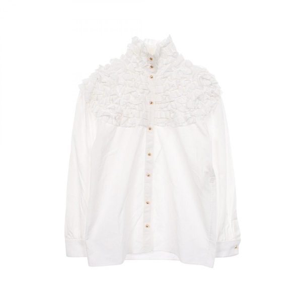 LOUIS VUITTON Frill shirt blouse #40 cotton White Used Women