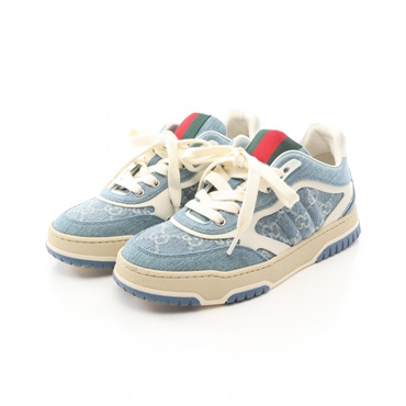 GUCCI Reweb GG Sneakers 838831 denim leather Blue White Used Women 37 1/2