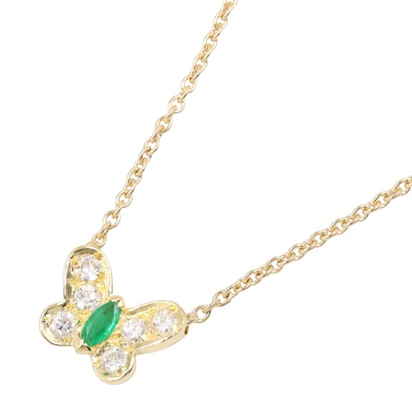 Van Cleef & Arpels Papillon Emerald Diamond Necklace 18KYG Gold Used Women