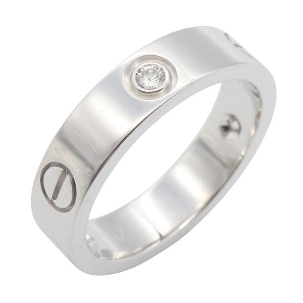 CARTIER Love Ring 3P Diamond 18KWG White Gold Used women US size 9 #60
