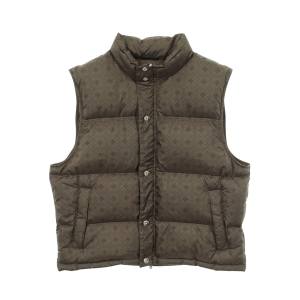 CHROME HEARTS STIFF VEST CH Plus Down vest polyester Khaki Used mens size S