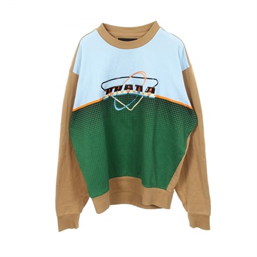 PRADA Futuristic Logo sweat cotton Beige Multicolor Used mens #M