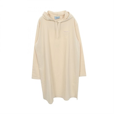 PRADA Stretch Hooded Sweatshirt Dress 133309 cotton Beige #M Used Women