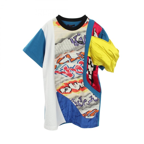 LOUIS VUITTON short sleeves dress #38 cotton silk multicolor used women
