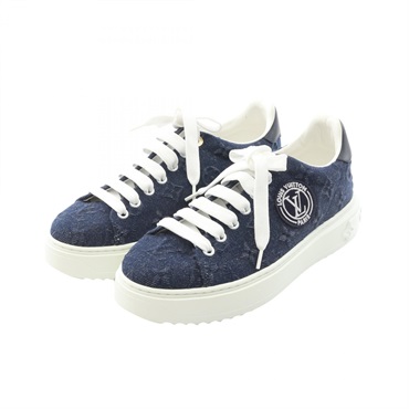 LOUIS VUITTON Time Out Line Monogram Denim sneakers #36.5 shoes Navy White