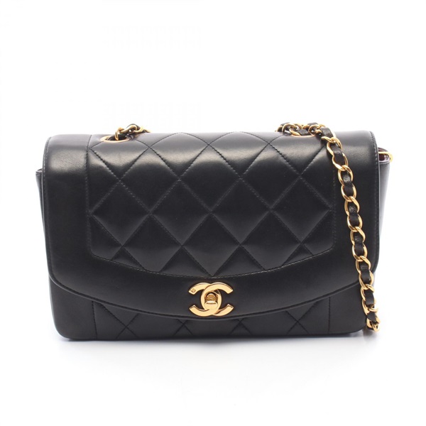 CHANEL Matelasse Diana Flap Chain Shoulder Bag A01164 Lambskin Black GHW Used