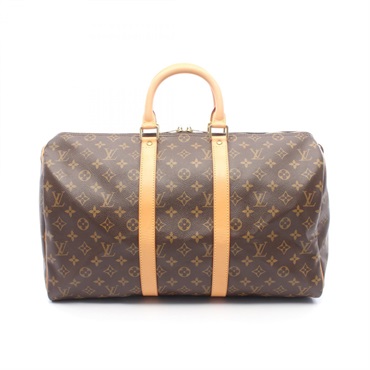 LOUIS VUITTON Keepall hand travel bag M41428 Monogram leather brown used women