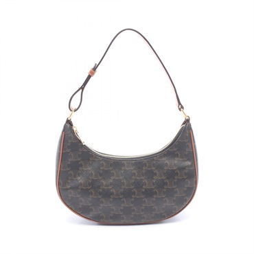 CELINE AVA Triomphe Shoulder Bag 193952BZJ.04LU canvas leather Black Brown Used
