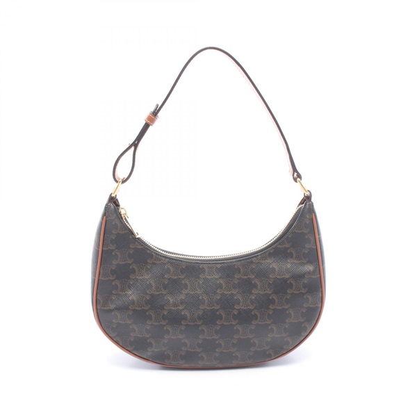 CELINE AVA Triomphe Shoulder Bag 193952BZJ.04LU canvas leather Black Brown Used
