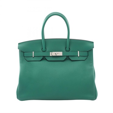 HERMES Birkin 35 Handbag Clemence leather Green Vert vertigo Used Women C SHW