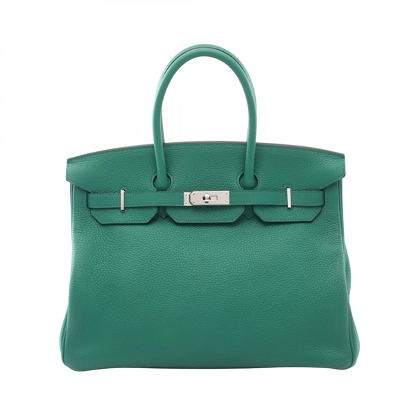 HERMES Birkin 35 Handbag Clemence leather Green Vert vertigo Used Women C SHW
