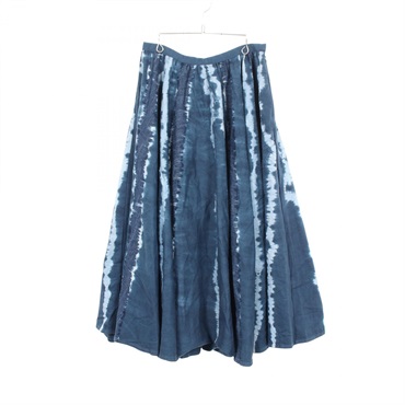 Christian Dior Tie-dye pattern Long Flare Skirt #38 cotton Navy Used Women