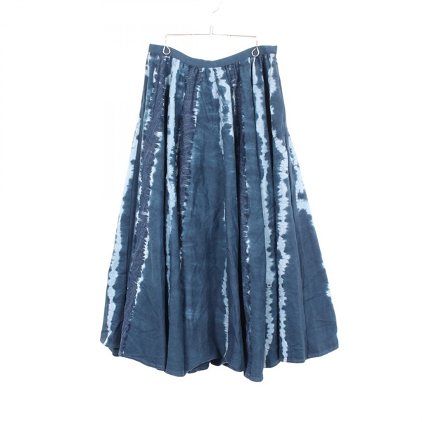 Christian Dior Tie-dye pattern Long Flare Skirt #38 cotton Navy Used Women