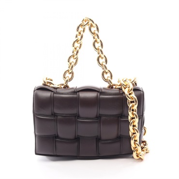 BOTTEGA VENETA The Chain Cassette 2WAY Shoulder Bag leather Brown Used Women