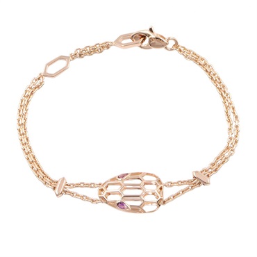 BVLGARI Serpenti Amethyst Bracelet Bangle 18KRG Pink Rose Gold Purple Used Women