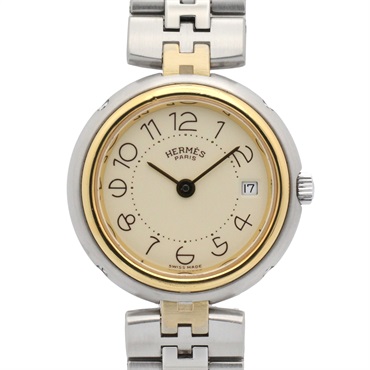 HERMES profile Wrist Watch Quartz Gold Plated Stainless Steel Used Women