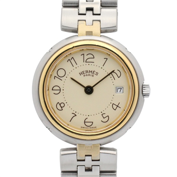 HERMES profile Wrist Watch Quartz Gold Plated Stainless Steel Used Women