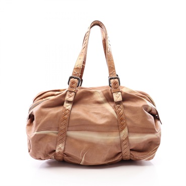 BOTTEGA VENETA Intrecciato Travel bag 240041 leather Brown Beige Used unisex