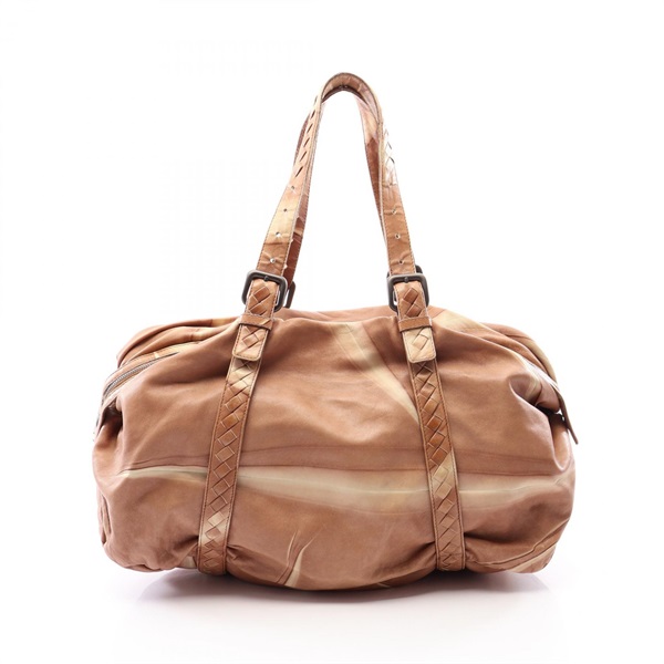 BOTTEGA VENETA Intrecciato Travel bag 240041 leather Brown Beige Used unisex