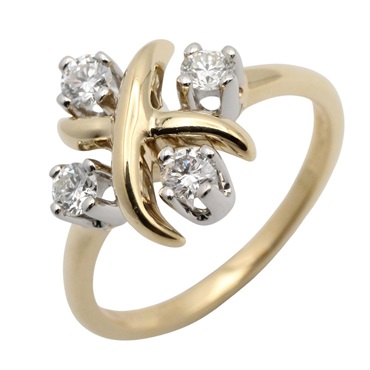 TIFFANY＆CO Jean Schlumberger 4PD Diamond Ring 18KYG Used Women US size #3.25