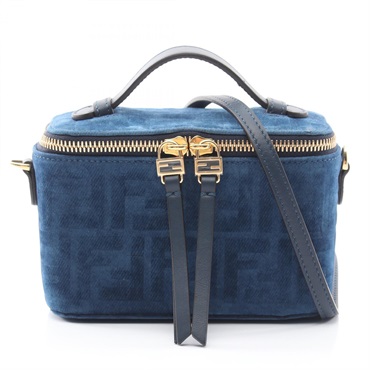 FENDI Vanity FF Flock Denim Crossbody Handbag 8BS108AVR6F1UJW Fabric leather NEW