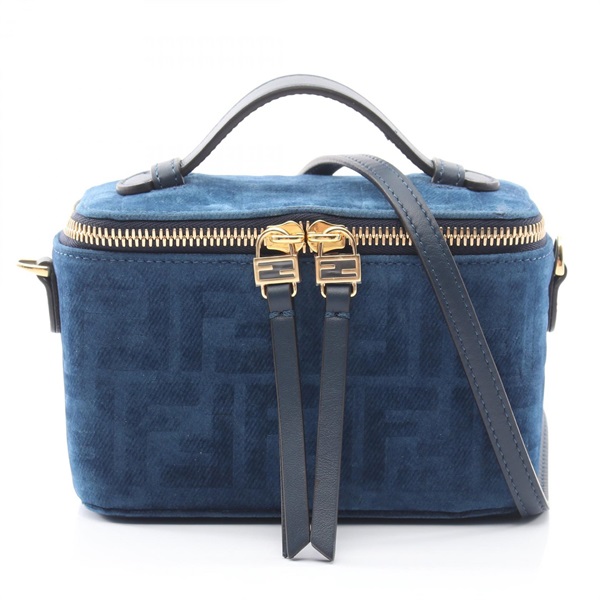 FENDI Vanity FF Flock Denim Crossbody Handbag 8BS108AVR6F1UJW Fabric leather NEW