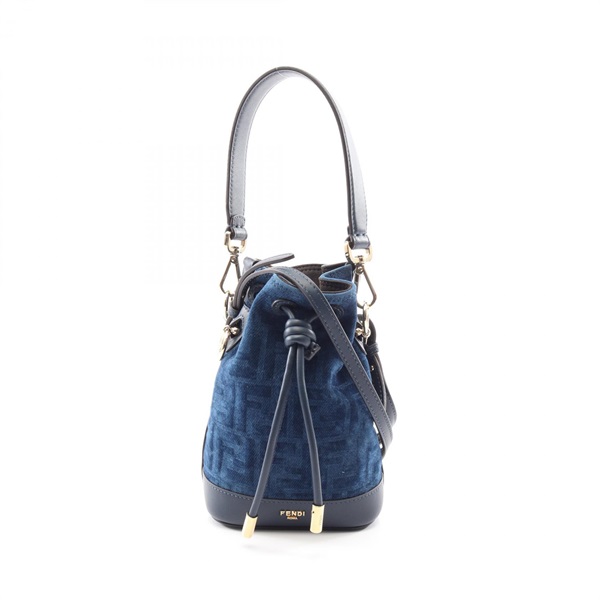 FENDI Mini Mon Tresor FF Flock Denim Crossbody Handbag 8BS109AVR6F1UJW NEW