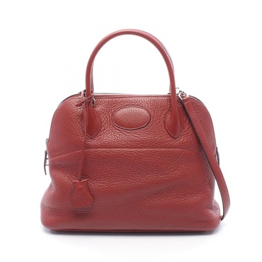 HERMES Bolide 31 Shoulder Handbag Clemence leather Bordeaux Ruby SHW Used R