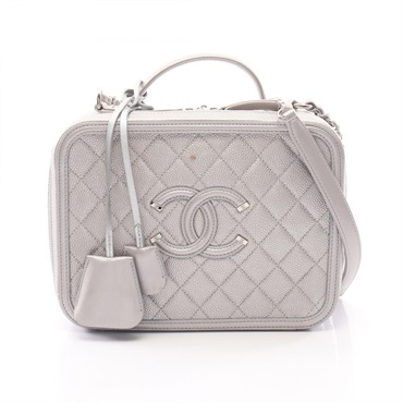 CHANEL CC Filigree Matelasse Vanity Shoulder Bag A93344 Leather SHW Used Women